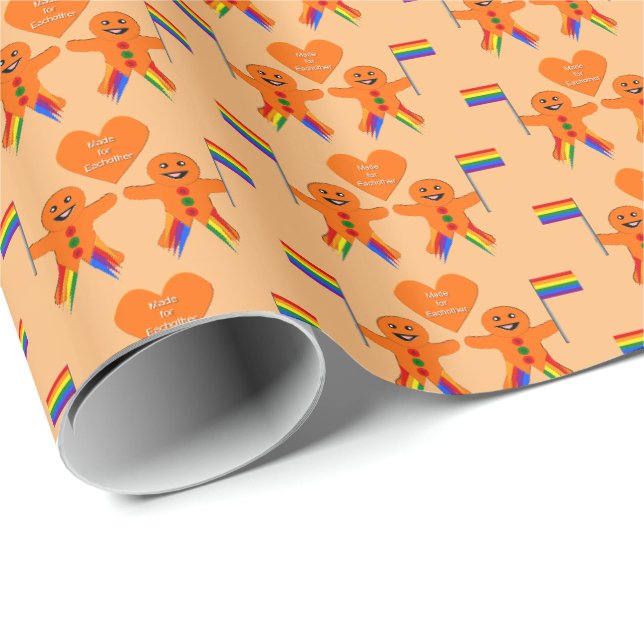 Papier Cadeau Hommes gays Noël Gingpain Couple (Coin rond)