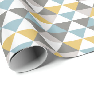 Papier Cadeau Hommes Pantone Grey Or Bleu Moderne Mid Century