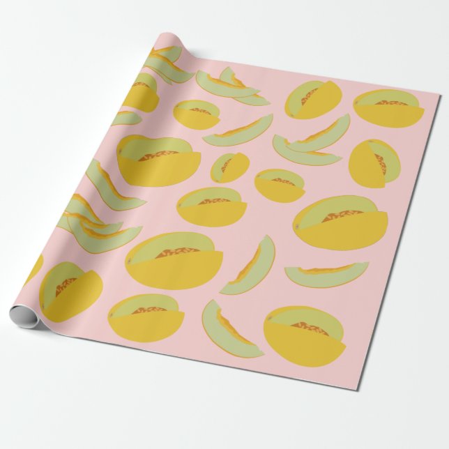 Papier Cadeau Honeydew Melons Motif de fruits (Déroulé)