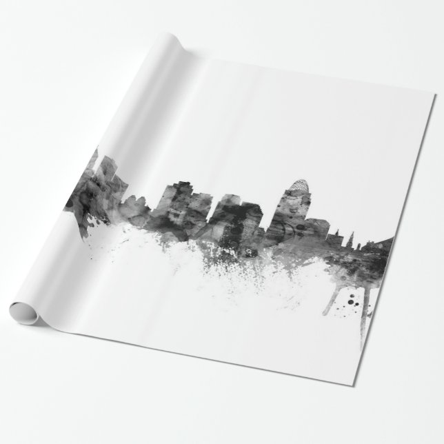 Papier Cadeau Horizon de Cincinnati Ohio (Déroulé)