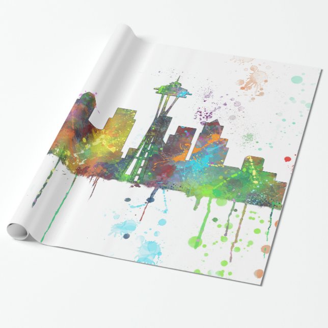 PAPIER CADEAU HORIZON DE SEATTLE WASHINGTON (Déroulé)
