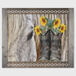 Papier Cadeau Horse Cowboy Boots Sunflowers Barque