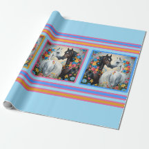 Horses Framed in flowers Wrapping Paper