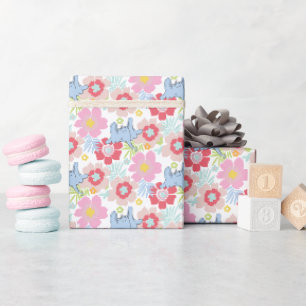 Papier Cadeau Horton Entend un Qui   Motif de fleurs pastel