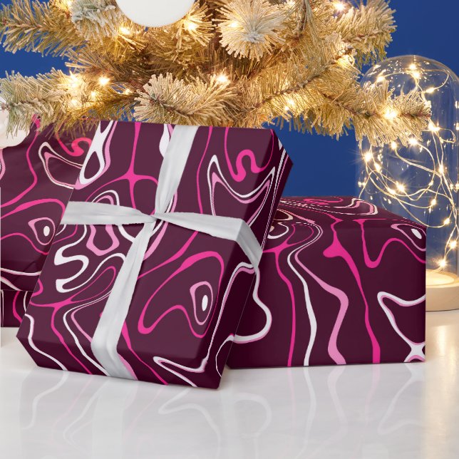 Papier Cadeau Hot pink damascus abstract swirls cool pattern (Vacances)