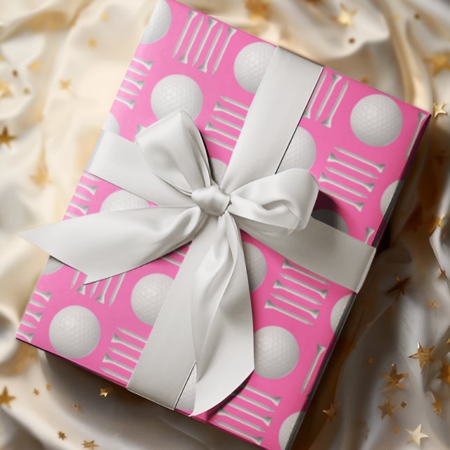 Papier Cadeau Hot Pink Golf Ball et le cadeau Tee (Créateur téléchargé)