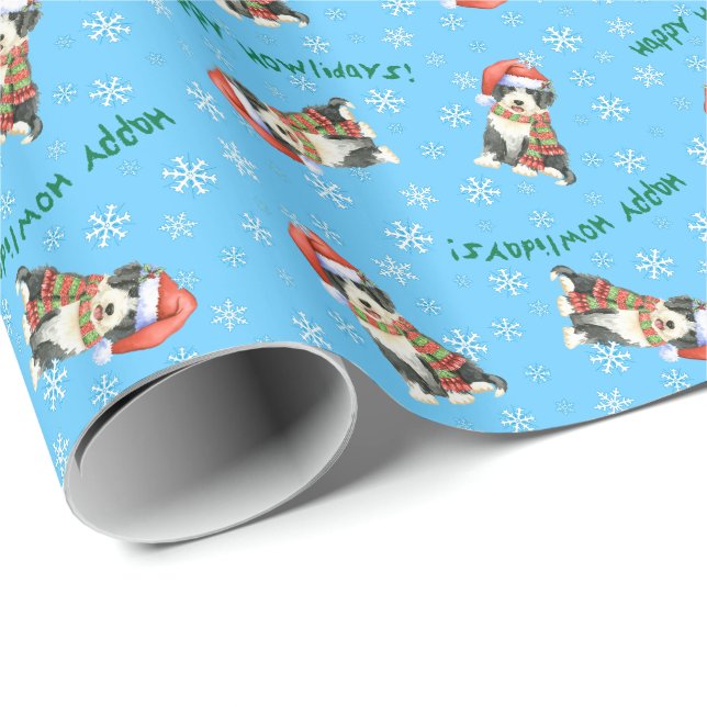 Papier Cadeau Howliday heureux Beardie (Coin rond)