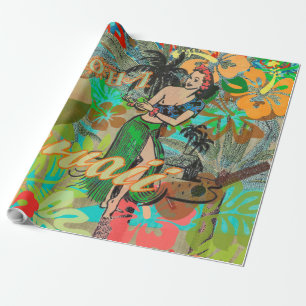 Papier Cadeau Hula Vintage Floral Graphisme Floral Hawaii