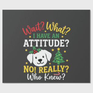 Papier Cadeau Humeur de chien de Noël Humour de fêtes
