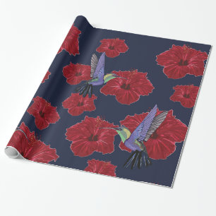 Papier Cadeau Hummingbirds Hibiscus Floral Art