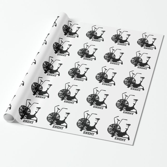 Papier Cadeau Humour de gym Noir Blanc Drôle Entraînement (Déroulé)