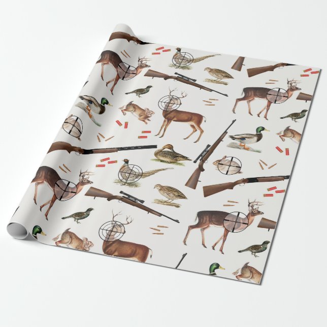 Papier Cadeau Hunting Wildlife Outdoorsman Pattern (Déroulé)