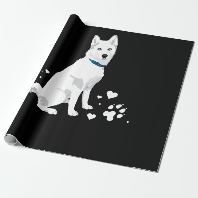 Papier Cadeau Husky Sibérie Husky Sweet White Snow Dog (Déroulé)