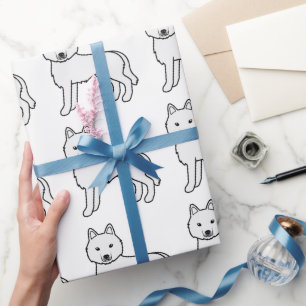 Papier Cadeau Husky sibérien blanc Motif de chien mignon