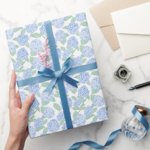 Papier Cadeau Hydrangea Bleue et Verte Prépa