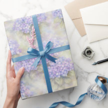 Hydrangea Floral Gift Wrap | Elegant Blue & Lilac