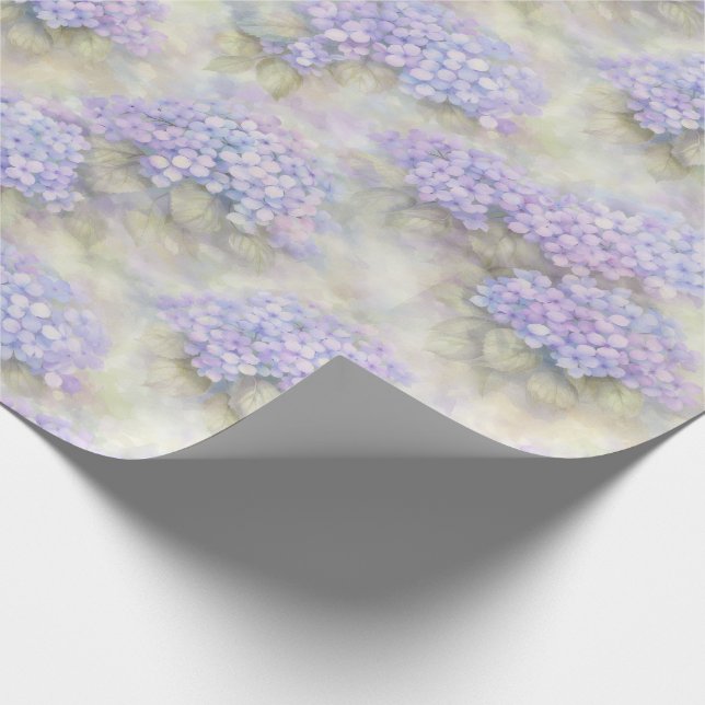 Papier Cadeau Hydrangea Floral Gift Wrap | Elegant Blue & Lilac (Coin)