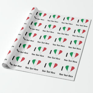 Papier Cadeau I (Drapeau Italien Amour du Coeur) Votre texte