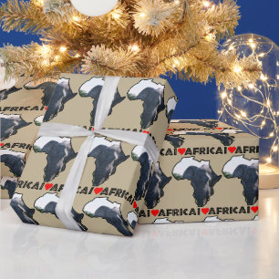 Papier Cadeau I Heart Africa Map Black Elephant Big Ears
