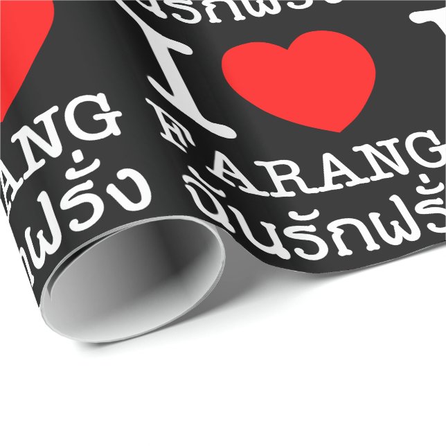 Papier Cadeau I Heart (Amour) Farang (Coin rond)