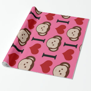 Papier Cadeau I Heart Monkeys Pink.jpg