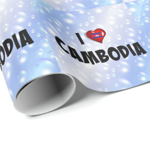Papier Cadeau I Love Cambodia, le drapeau du Cambodge