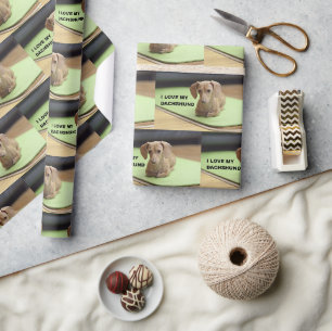 Papier Cadeau I Love My Cream Dachshund avec photo