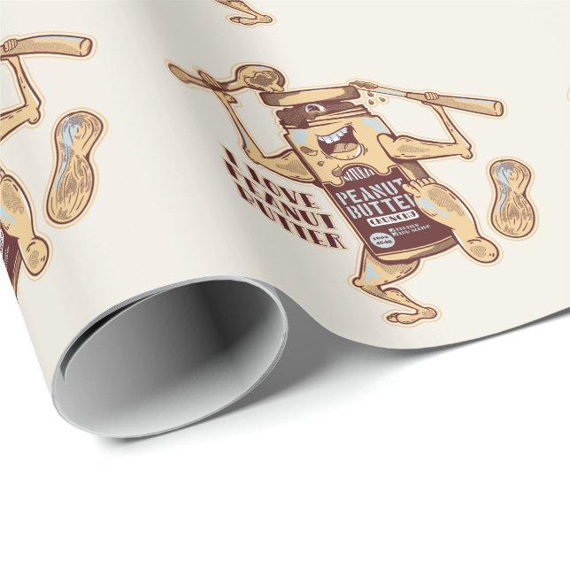 PAPIER CADEAU I LOVE PEANUT BUTTER (Coin rond)
