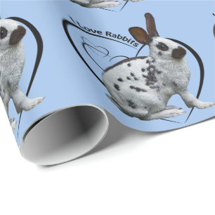 Papier Cadeau I Love Rabbits Wrapping Paper (Bleu clair)