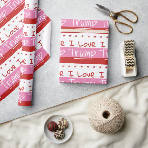 Papier Cadeau I Love Trump ... pour le président Pink Wrapping P