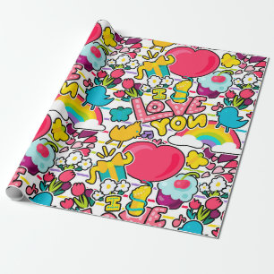Papier Cadeau I Love You Subway Art Motif