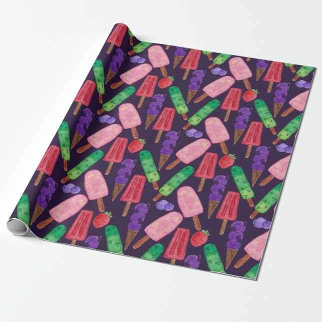 Papier Cadeau Ice cream pattern | Lollies pattern | lollipop 6 (Déroulé)