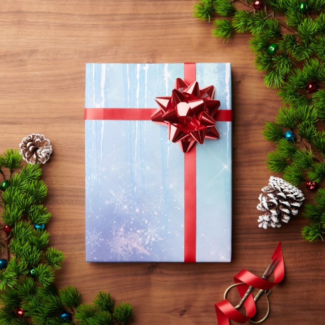 Papier Cadeau Icicles Snowflakes Crystals Bleu pourpre Anniversa (Cadeau de vacances)