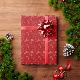 Papier Cadeau Icône Motif de Noël Rouge