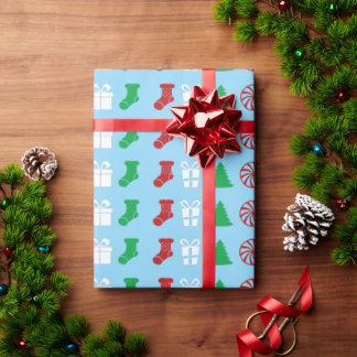 Papier Cadeau Icônes de Noël (Tri-Color)
