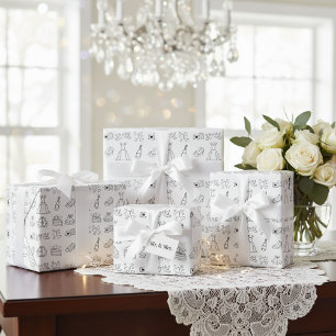 Papier Cadeau Icônes Mariages intemporelles Enveloppement papier