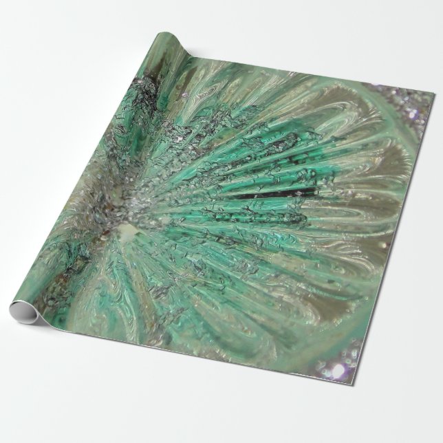 Papier Cadeau Icy Aqua Art Glass Wintery Christmas Elégance (Déroulé)