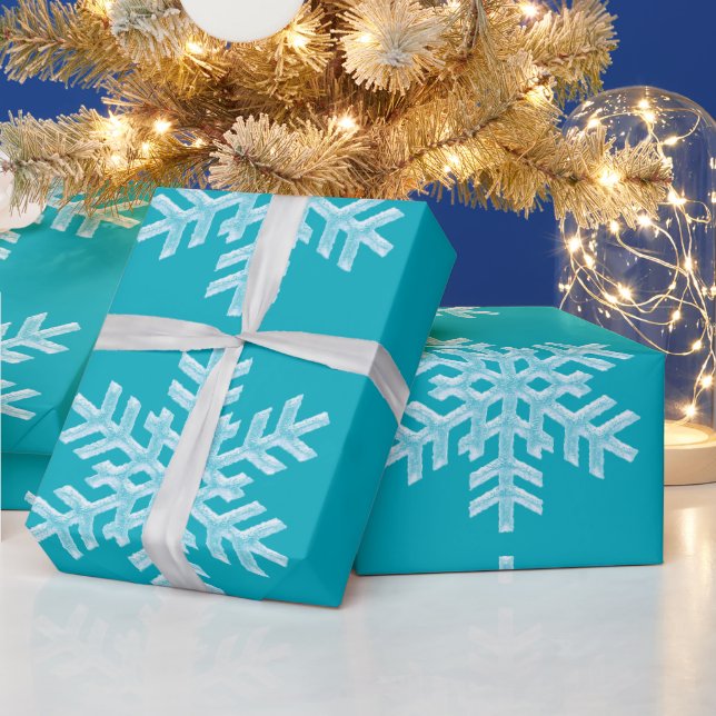 Papier Cadeau Icy Aqua Turquoise Froid Snowflakes hiver Noël (Vacances)