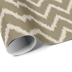 Papier Cadeau Ikat Chevron Motif - Taupe tan et beige