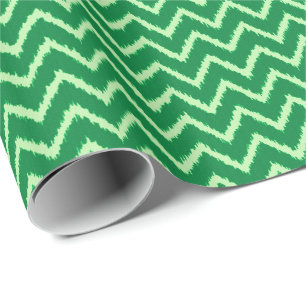 Papier Cadeau Ikat Chevrons - Pin et vert clair