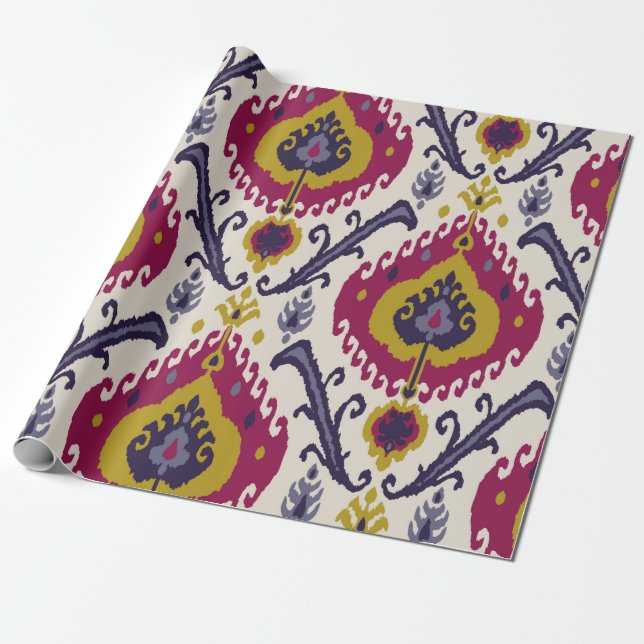 Papier Cadeau Ikat sans couture motif arrière - plan Patte tradi (Déroulé)