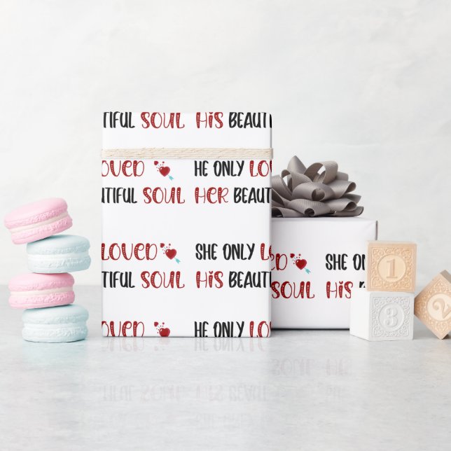 Papier Cadeau Il/Elle N'A Aimé Que Son Belle Âme Blanche (Baby Shower)