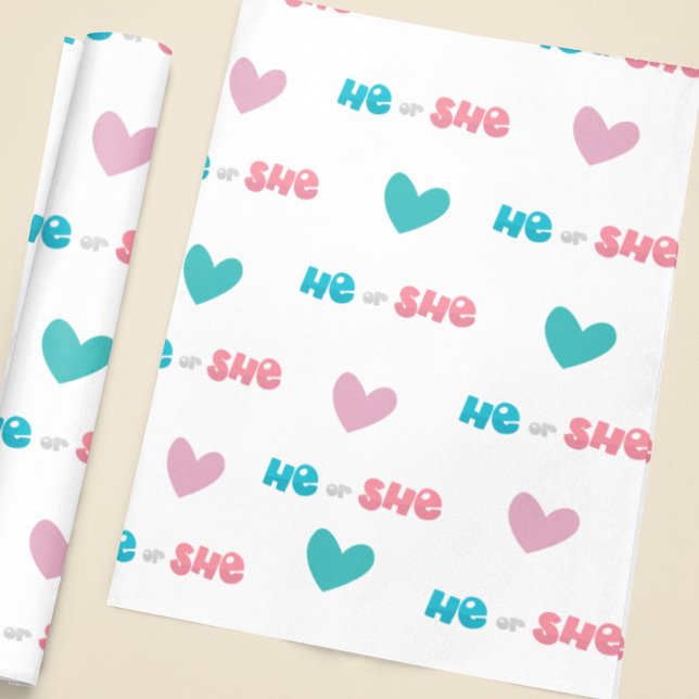 Papier Cadeau Il ou elle Blue Rose Genre Revevela Party (Créateur téléchargé)