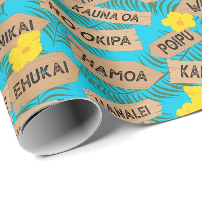Papier Cadeau Îles Hawaiiennes colorées (Coin rond)