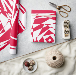 Papier Cadeau Illusion abstraite rouge blanc