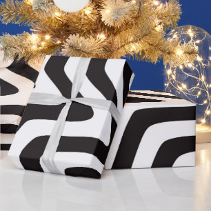 Papier Cadeau illusion d'étoile noire et blanche