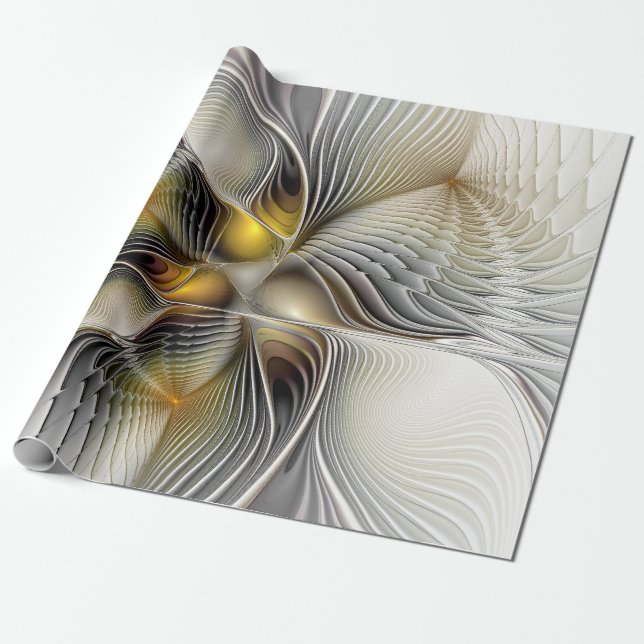 Papier Cadeau Illusion Optique Abstrait 3D Fractal Avec Profonde (Déroulé)