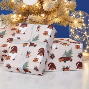 Papier Cadeau Illustration amusante de gnome de Noël