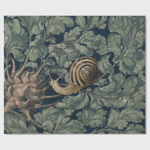 Papier Cadeau Illustration Art Nouveau Vintage Escargot Botaniqu