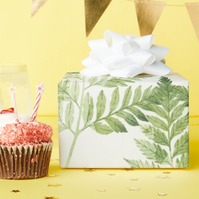 Papier Cadeau Illustration botanique de la fougère verte (Fête d'anniversaire)